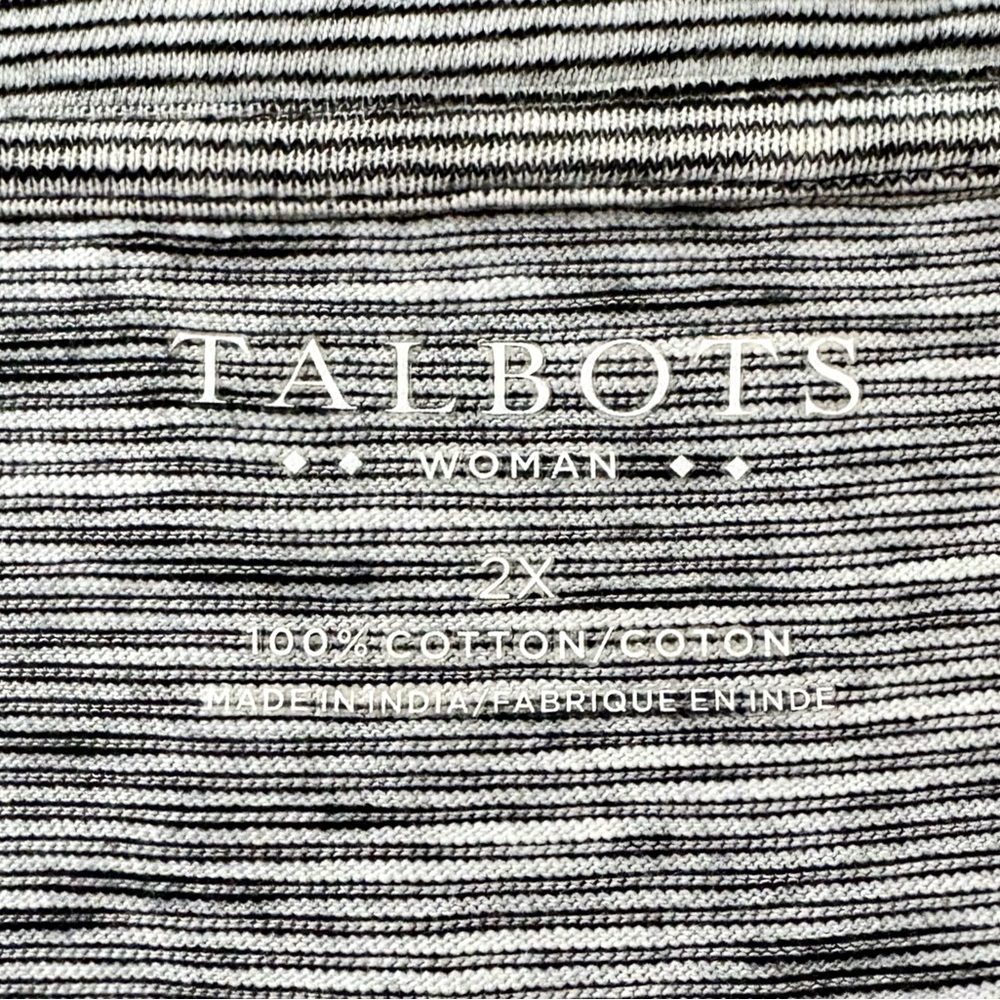 Talbots 2X Black and Gray Heathered 3/4 Sleeve Top, EUC - Picture 2 of 4